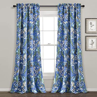 Lush Decor Frodig dekor Dolores ljusfiltrerande fönstergardin panel par, 213 cm L x 132 cm B, blå och grön Lush Decor Frodig dekor Dolores ljusfiltrerande fönstergardin panel par, 213 cm L x 132 cm B, blå och grön