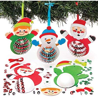 Baker Ross AR759 paljettdekorationsset, julfigurer, 3 stycken, blandade Baker Ross AR759 paljettdekorationsset, julfigurer, 3 stycken, blandade