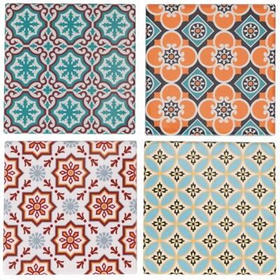 Tivoli Set med 4 dekorativa tegelstenar, 11 x 11 cm, keramik, botten av kork, Valladolid Tivoli Set med 4 dekorativa tegelstenar, 11 x 11 cm, keramik, botten av kork, Valladolid