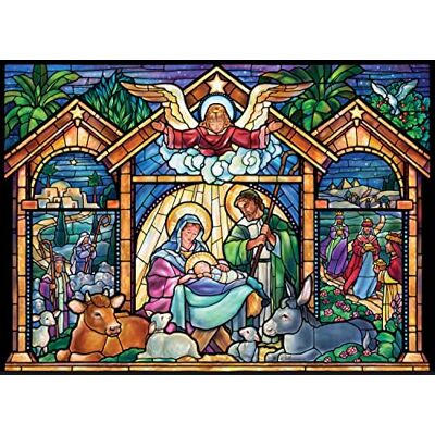 Vermont Christmas Company Målat glas julkrubba pussel adventskalender 1 000 bitar av – 24 pusselsektioner att slutföra – räkna ner till jul varje dag i december Vermont Christmas Company Målat glas julkrubba pussel adventskalender 1 000 bitar av – 24 pusselsektioner att slutföra – räkna ner till jul varje dag i december