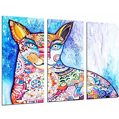 Cuadros Camara Multi trätryck konst tryck låda inramad bild vägghängande – dekoration mandala av katt, (total storlek: 97 cm x 62 cm), – inramad och redo att hängas upp – ref. 26601 Cuadros Camara Multi trätryck konst tryck låda inramad bild vägghängande – dekoration mandala av katt, (total storlek: 97 cm x 62 cm), – inramad och redo att hängas upp – ref. 26601