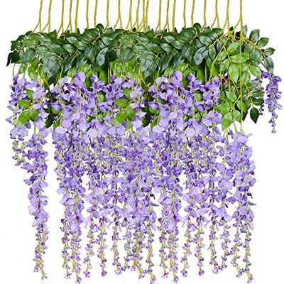 DearHouse 12-pack 9 cm konstgjorda falska blåregn vinstockar ratta hängande girlang silke blommor snöre hem fest bröllopsdekor (lila 2) DearHouse 12-pack 9 cm konstgjorda falska blåregn vinstockar ratta hängande girlang silke blommor snöre hem fest bröllopsdekor (lila 2)