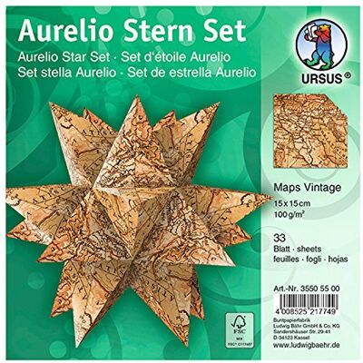 Ursus 35505500 – blad Aurelio stjärnor, Maps Vintage, 15 x 15 cm Ursus 35505500 – blad Aurelio stjärnor, Maps Vintage, 15 x 15 cm