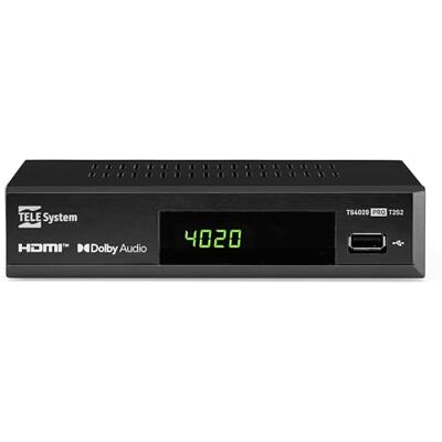 TELE System Digital Terrestrial and Satellite Decoder 2024 TS4020 PRO, DVB-T/T2 och DVB-S/S2 HEVC HD HDR10 HLG, TV Decoder med enkel fjärrkontroll för mottagare och TV. USB Mediaspelare TELE System Digital Terrestrial and Satellite Decoder 2024 TS4020 PRO, DVB-T/T2 och DVB-S/S2 HEVC HD HDR10 HLG, TV Decoder med enkel fjärrkontroll för mottagare och TV. USB Mediaspelare