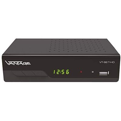 Vantage VT-92 T-HD-mottagare (DVB T2, HEVC, display, USB, HDMI, SCART, mediaspelare) svart Vantage VT-92 T-HD-mottagare (DVB T2, HEVC, display, USB, HDMI, SCART, mediaspelare) svart