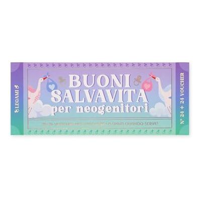 LEGAMI 48 (24 + 24) kupong för nya föräldrar på italienska, kupong med rivperforering, presentidé för nybörjare, 20 x 8,4 cm LEGAMI 48 (24 + 24) kupong för nya föräldrar på italienska, kupong med rivperforering, presentidé för nybörjare, 20 x 8,4 cm