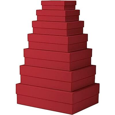 Rössler Papper 13411453360 – Boxline presentförpackning med lock, uppsättning av 7 presentlådor, röd, kartong rektangulär Rössler Papper 13411453360 – Boxline presentförpackning med lock, uppsättning av 7 presentlådor, röd, kartong rektangulär