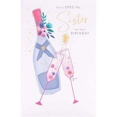 UK Greetings Brittiska hälsningar födelsedagskort för syster – champagnedesign – Thinking of You-sortiment UK Greetings Brittiska hälsningar födelsedagskort för syster – champagnedesign – Thinking of You-sortiment