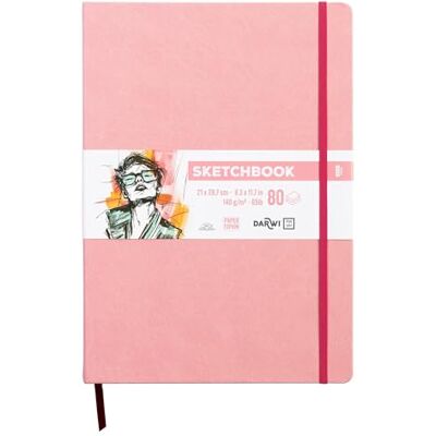 DARWI For You DF80021290009C Carnet Cousu Sketchbook A4 21x29,7 cm 140g 80 Feuilles Papier Dessin Blanc Couverture Rigide Rose Pâle DARWI For You DF80021290009C Carnet Cousu Sketchbook A4 21x29,7 cm 140g 80 Feuilles Papier Dessin Blanc Couverture Rigide Rose Pâle