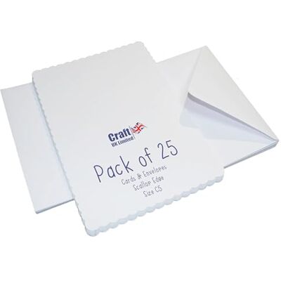 Craft UK - 838 C5 - Vitt - Paket 25 - Kort och Kuvert Craft UK - 838 C5 - Vitt - Paket 25 - Kort och Kuvert