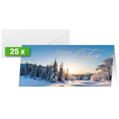 Sigel DS638 julkort – vinterlandskap – blå/vit/guld – DIN lång – 25 kort – inkl. kuvert Sigel DS638 julkort – vinterlandskap – blå/vit/guld – DIN lång – 25 kort – inkl. kuvert