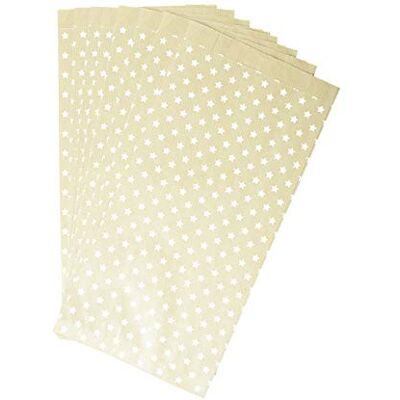 Clairefontaine Kraft fickväskor, 15 x 32 x 6 cm vita stjärnor, paket med 50 Clairefontaine Kraft fickväskor, 15 x 32 x 6 cm vita stjärnor, paket med 50