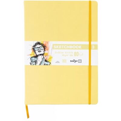 DARWI For You DF80021290002C Carnet Cousu Sketchbook A4 21x29,7 cm 140g 80 Feuilles Papier Dessin Blanc Couverture Rigide Jaune Pâle DARWI For You DF80021290002C Carnet Cousu Sketchbook A4 21x29,7 cm 140g 80 Feuilles Papier Dessin Blanc Couverture Rigide Jaune Pâle