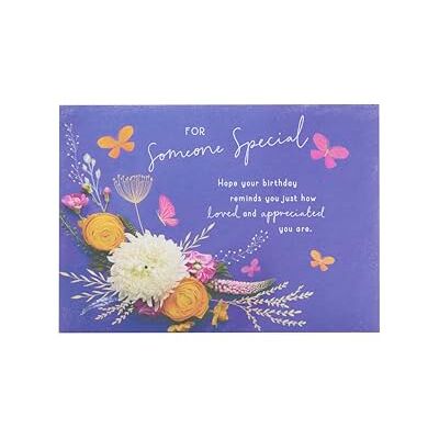 UK Greetings Brittiska hälsningar födelsedagskort för henne/vän blå och blommig design UK Greetings Brittiska hälsningar födelsedagskort för henne/vän blå och blommig design