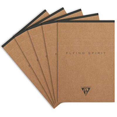 Clairefontaine Flygande ande ande ande kraft tygbundna anteckningsböcker, A6, 70 ark, fodrad – blandade mönster, 5-pack Clairefontaine Flygande ande ande ande kraft tygbundna anteckningsböcker, A6, 70 ark, fodrad – blandade mönster, 5-pack