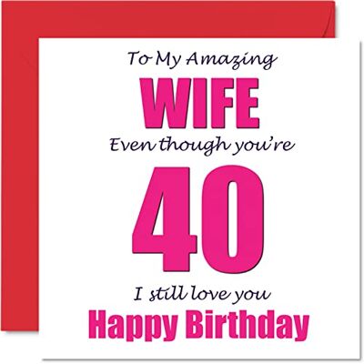 Stuff4 Roliga 40:e födelsedagskort för fru – 40 I Still Love You – grattis på födelsedagskort för fru från make, partner, fyrtio fyrtionde fru, skämt, födelsedagspresenter, 145 mm x 145 mm skämthumor, gratulationskort Stuff4 Roliga 40:e födelsedagskort för fru – 40 I Still Love You – grattis på födelsedagskort för fru från make, partner, fyrtio fyrtionde fru, skämt, födelsedagspresenter, 145 mm x 145 mm skämthumor, gratulationskort