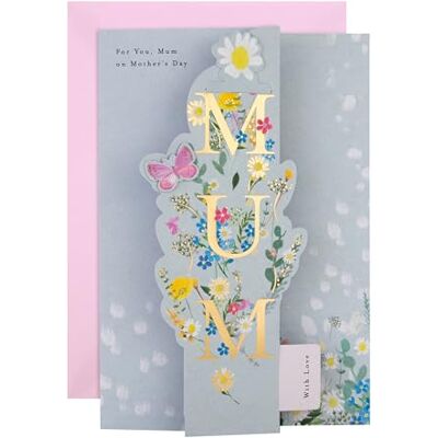 Hallmark mamma mors dag kort, med bokmärke minnessak, mors dagskort för mamma, blommor, fjäril, guld, blå, rosa Hallmark mamma mors dag kort, med bokmärke minnessak, mors dagskort för mamma, blommor, fjäril, guld, blå, rosa