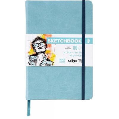 DARWI For You DF80014210008C Carnet Cousu Sketchbook 14x21 cm 140g 80 Feuilles Papier Dessin Blanc Couverture Rigide Bleu Pâle DARWI For You DF80014210008C Carnet Cousu Sketchbook 14x21 cm 140g 80 Feuilles Papier Dessin Blanc Couverture Rigide Bleu Pâle