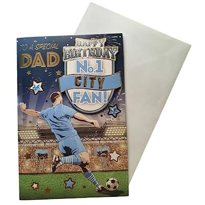 Sensations / Xpress Yourself Express Yourself" födelsedagskort för No.1 City Dad Inkluderar kuvert fotbollsfankt födelsedagskort för pappa Sensations / Xpress Yourself Express Yourself" födelsedagskort för No.1 City Dad Inkluderar kuvert fotbollsfankt födelsedagskort för pappa