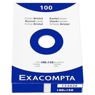 Exacompta Ref. 13302E kartong med 10 fodral med 100 vanliga bristolpluggar format 100 x 150 mm kompatibel med bläckstråleskrivare, laser och kopiator vit färg Exacompta Ref. 13302E kartong med 10 fodral med 100 vanliga bristolpluggar format 100 x 150 mm kompatibel med bläckstråleskrivare, laser och kopiator vit färg