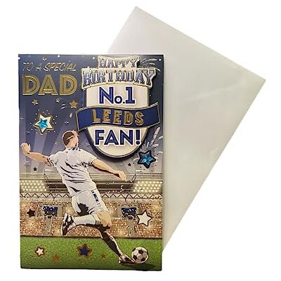 Sensations / Xpress Yourself Express Yourself" födelsedagskort för No.1 Leeds Dad – inkluderar kuvert – fotbollsfankt födelsedagskort för pappa Sensations / Xpress Yourself Express Yourself" födelsedagskort för No.1 Leeds Dad – inkluderar kuvert – fotbollsfankt födelsedagskort för pappa
