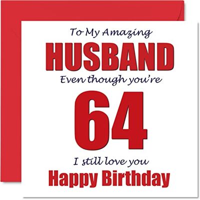 Stuff4 Roliga 64:e födelsedagskort för make – 64 I Still Love You – grattis på födelsedagskort för man från fru partner, sextiofyra sextiofjärde hubby skämt gåvor, 145 mm x 145 mm hälsningskort med skämthumor Stuff4 Roliga 64:e födelsedagskort för make – 64 I Still Love You – grattis på födelsedagskort för man från fru partner, sextiofyra sextiofjärde hubby skämt gåvor, 145 mm x 145 mm hälsningskort med skämthumor