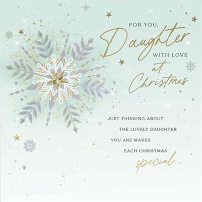 UK Greetings Brittiska hälsningar julkort för dotter snöflingor design UK Greetings Brittiska hälsningar julkort för dotter snöflingor design