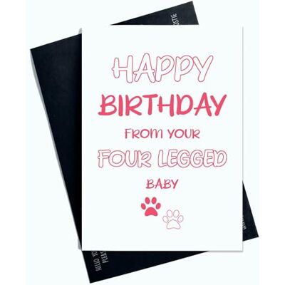 Peachy Antics Födelsedagskort från hund Grattis på födelsedagen från ditt ben babykort från hund rosa bokstäver söt kortdesign AP76 Peachy Antics Födelsedagskort från hund Grattis på födelsedagen från ditt ben babykort från hund rosa bokstäver söt kortdesign AP76