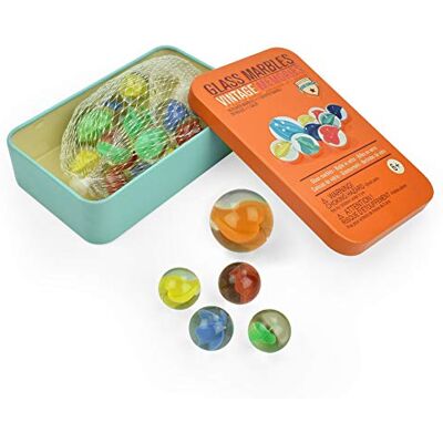 LEGAMI Glass Marbles, glaskulor, innehåller 20 kulor och 1 kort, vintage minnen, för användning på varje yta, diameter 1,7 cm och 2,5 cm LEGAMI Glass Marbles, glaskulor, innehåller 20 kulor och 1 kort, vintage minnen, för användning på varje yta, diameter 1,7 cm och 2,5 cm