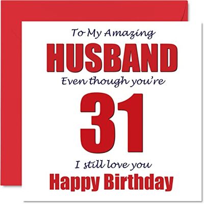 Stuff4 Roliga 31-årsfödelsedagskort för make – 31 I Still Love You – grattis på födelsedagskort för man från fru partner, trettio-en trettioförsta hubby skämt gåvor, 145 mm x 145 mm gratulationskort med skämthumor Stuff4 Roliga 31-årsfödelsedagskort för make – 31 I Still Love You – grattis på födelsedagskort för man från fru partner, trettio-en trettioförsta hubby skämt gåvor, 145 mm x 145 mm gratulationskort med skämthumor