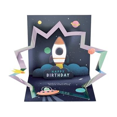 Grafik Werkstatt Grafik verkstad Pretty popup-kort tredimensionellt Happy Birthday galaktiska hälsningar till din födelsedag Grafik Werkstatt Grafik verkstad Pretty popup-kort tredimensionellt Happy Birthday galaktiska hälsningar till din födelsedag