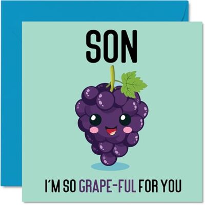 Stuff4 Födelsedagskort till son – grape-Ful – roligt grattis på födelsedagskort för son från mamma pappa, son födelsedagspresenter, 145 mm x 145 mm skämt gratulationskort för män honom Stuff4 Födelsedagskort till son – grape-Ful – roligt grattis på födelsedagskort för son från mamma pappa, son födelsedagspresenter, 145 mm x 145 mm skämt gratulationskort för män honom