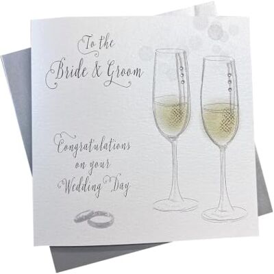 White Cotton Cards Vita bomullskort sofistikerade neon sortiment champagne, till bruden och brudgummen grattis handgjort stort bröllopskort, XN50 White Cotton Cards Vita bomullskort sofistikerade neon sortiment champagne, till bruden och brudgummen grattis handgjort stort bröllopskort, XN50
