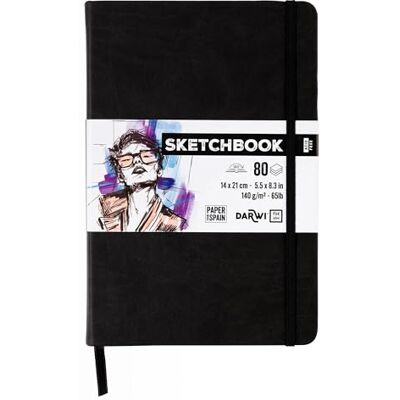 DARWI For You DF80014210001C Carnet Cousu Sketchbook 14x21 cm 140g 80 Feuilles Papier Dessin Blanc Couverture Rigide Noir DARWI For You DF80014210001C Carnet Cousu Sketchbook 14x21 cm 140g 80 Feuilles Papier Dessin Blanc Couverture Rigide Noir