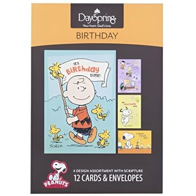 DaySpring Födelsedagsjordnötter – 4 designsortiment med skrifter – 12 födelsedagskort och kuvert DaySpring Födelsedagsjordnötter – 4 designsortiment med skrifter – 12 födelsedagskort och kuvert