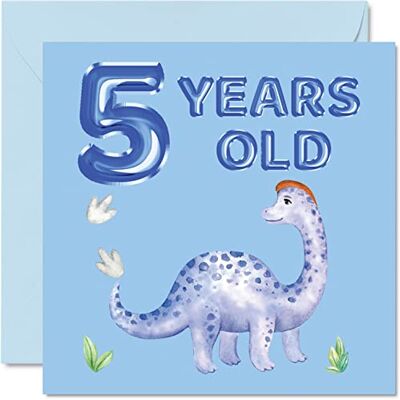 Stuff4 5:e födelsedagskort – dinosaurie och ballonger – grattis på födelsedagskort 5 år gammal pojke, pojkar födelsedagskort till honom, 145 mm x 145 mm gratulationskort för son brorson barn barn Stuff4 5:e födelsedagskort – dinosaurie och ballonger – grattis på födelsedagskort 5 år gammal pojke, pojkar födelsedagskort till honom, 145 mm x 145 mm gratulationskort för son brorson barn barn