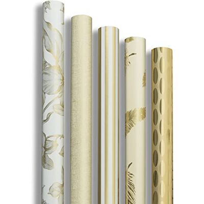 Clairefontaine 211846AMZC Un Carton De 10 Rouleaux De Papier Cadeau Papier Premium 80g Dimensions : 2x0,70m Motif : Or, Brillant, Géométrique, Plumes, Fleurs Emballage Cadeau Clairefontaine 211846AMZC Un Carton De 10 Rouleaux De Papier Cadeau Papier Premium 80g Dimensions : 2x0,70m Motif : Or, Brillant, Géométrique, Plumes, Fleurs Emballage Cadeau