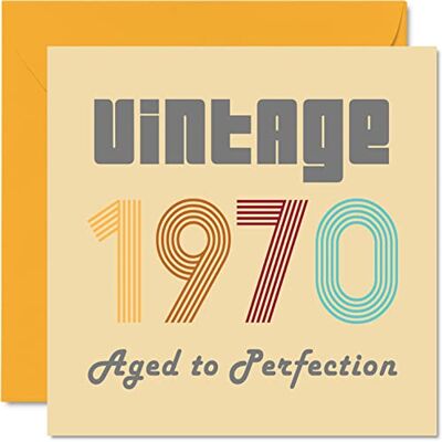 Stuff4 54:e födelsedagskort för män kvinnor – vintage 1970 åldrad till perfektion – 54 födelsedagskort roligt för henne honom, 145 mm x 145 mm bästa vän födelsedag gratulationskort till mamma pappa farfar Stuff4 54:e födelsedagskort för män kvinnor – vintage 1970 åldrad till perfektion – 54 födelsedagskort roligt för henne honom, 145 mm x 145 mm bästa vän födelsedag gratulationskort till mamma pappa farfar