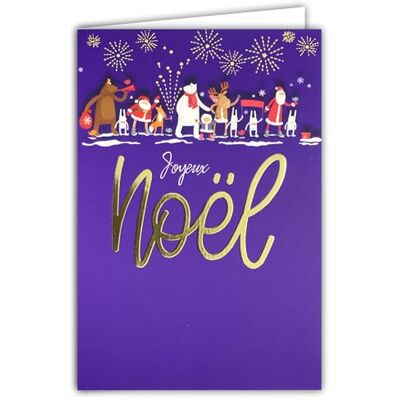 Afie 61-5836 God julkort stor guldtext glänsande och vitt kuvert storlek 12 x 17,5 cm farfar och djur vit björn fleece brun ren hjort räv snökaniner tillverkad i Frankrike Afie 61-5836 God julkort stor guldtext glänsande och vitt kuvert storlek 12 x 17,5 cm farfar och djur vit björn fleece brun ren hjort räv snökaniner tillverkad i Frankrike