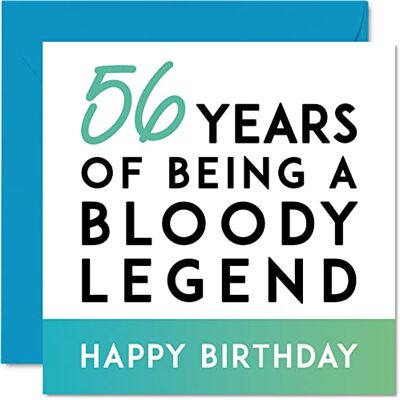 Stuff4 Roligt 56:e födelsedagskort för män kvinnor – Being A Leggend – Fifty-Six Fifty-Sixth Happy Birthday-kort för honom hennes mamma pappa bror syster vän, 145 mm x 145 mm skämt gåvor humor sarkasm gratulationskort Stuff4 Roligt 56:e födelsedagskort för män kvinnor – Being A Leggend – Fifty-Six Fifty-Sixth Happy Birthday-kort för honom hennes mamma pappa bror syster vän, 145 mm x 145 mm skämt gåvor humor sarkasm gratulationskort