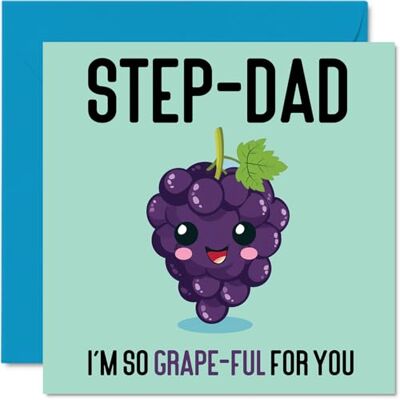 Stuff4 Tackkort för styvpappa – grape-Ful – roligt grattis på födelsedagskort till styvpappa från styvson dotter, fars dag kort far, 145 mm skämt gratulationskort män honom Stuff4 Tackkort för styvpappa – grape-Ful – roligt grattis på födelsedagskort till styvpappa från styvson dotter, fars dag kort far, 145 mm skämt gratulationskort män honom