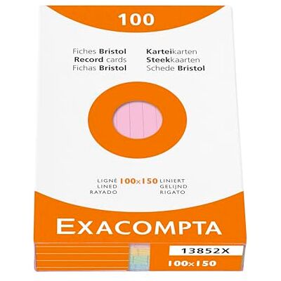 Exacompta Ref. 13852X kartong med 10 fodral med 100 ostansade linjerade bristol-kort format 100 x 150 mm kompatibel med bläckstråleskrivare, laser och kopiator diverse Exacompta Ref. 13852X kartong med 10 fodral med 100 ostansade linjerade bristol-kort format 100 x 150 mm kompatibel med bläckstråleskrivare, laser och kopiator diverse