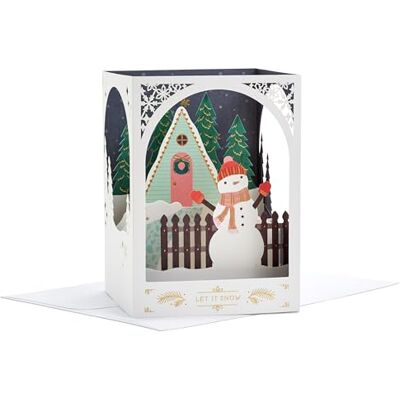 Hallmark julkort, snögubbe design, 3D och pop up-kort, snö, vit, röd Hallmark julkort, snögubbe design, 3D och pop up-kort, snö, vit, röd