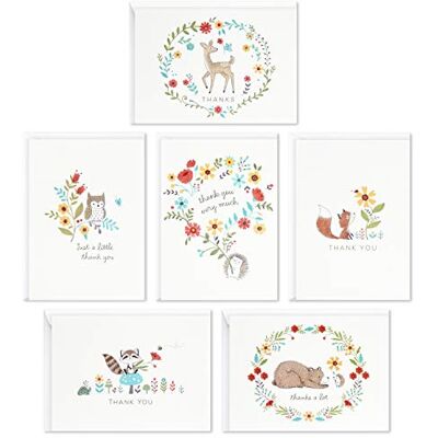 Hallmark baby shower tackkort sortiment, skogsdjur (48 kort med kuvert för baby pojke eller baby flicka) rådjur, uggla, björn, räv Hallmark baby shower tackkort sortiment, skogsdjur (48 kort med kuvert för baby pojke eller baby flicka) rådjur, uggla, björn, räv