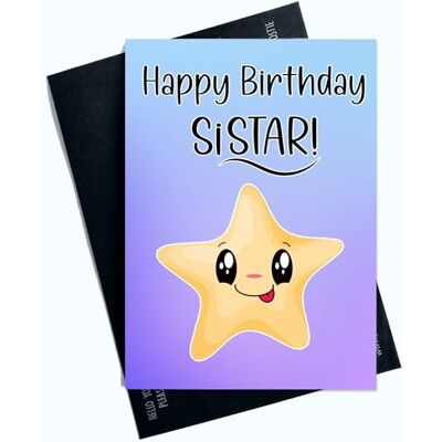 Peachy Antics – 'Happy Birthday To My Sistar For Sister On Her Birthday' födelsedagskort för hennes familjemedlem blå lila SP176 Peachy Antics – 'Happy Birthday To My Sistar For Sister On Her Birthday' födelsedagskort för hennes familjemedlem blå lila SP176