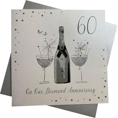 White Cotton Cards På vårt diamantbröllop, stort handgjort 60-årsjubileum kort (champagne och choklad) White Cotton Cards På vårt diamantbröllop, stort handgjort 60-årsjubileum kort (champagne och choklad)