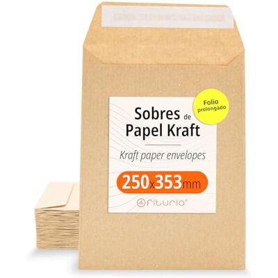 OFITURIA Kraft-kuvert med silikonband för inbjudningar eller presentpåsar för gäster, bröllop, nattvardsgång, dop, kuvert för smycken eller frön, (250 x 353 mm, ca 100 cm) OFITURIA Kraft-kuvert med silikonband för inbjudningar eller presentpåsar för gäster, bröllop, nattvardsgång, dop, kuvert för smycken eller frön, (250 x 353 mm, ca 100 cm)