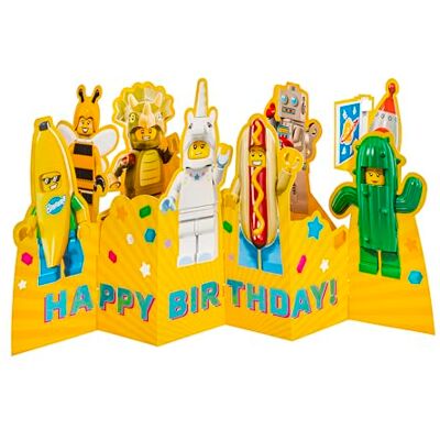 Hallmark födelsedagskort, LEGO-karaktärer, 3D- och pop-up-design, gul Hallmark födelsedagskort, LEGO-karaktärer, 3D- och pop-up-design, gul