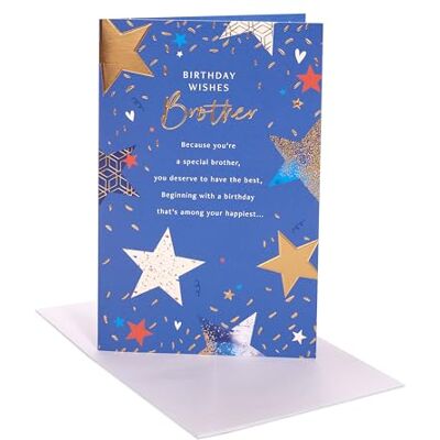 UK Greetings Brittiska hälsningar födelsedagskort för bror – stjärnklar önskningar design UK Greetings Brittiska hälsningar födelsedagskort för bror – stjärnklar önskningar design