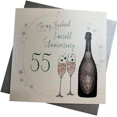White Cotton Cards Vita bomullskort A55H "To My Husband On Our Emerald Anniversary 55" handgjorda 55:e jubileumskort White Cotton Cards Vita bomullskort A55H "To My Husband On Our Emerald Anniversary 55" handgjorda 55:e jubileumskort